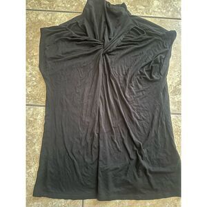 Cable & Gauge L Front Twist Cut Out Black Blouse Top